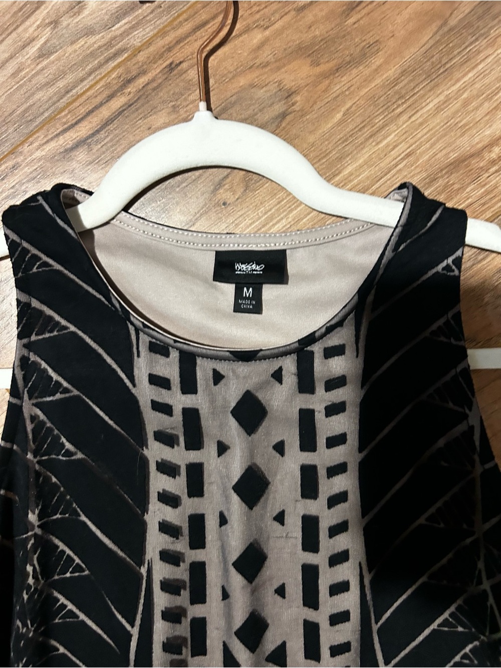 Mossimo Supply Co. Black Maxi Dress with Gray Geometric Print - Picture 2 of 3